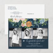エレガントフローラ卒業パーティー写真コラージュ インビテーションポストカード (正面/裏面)