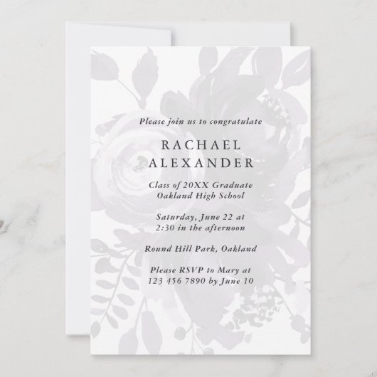 エレガントフローラ卒業パーティー写真招待状 招待状 (正面)