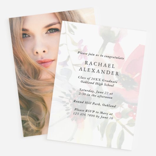 エレガントフローラ卒業パーティー写真招待状 招待状