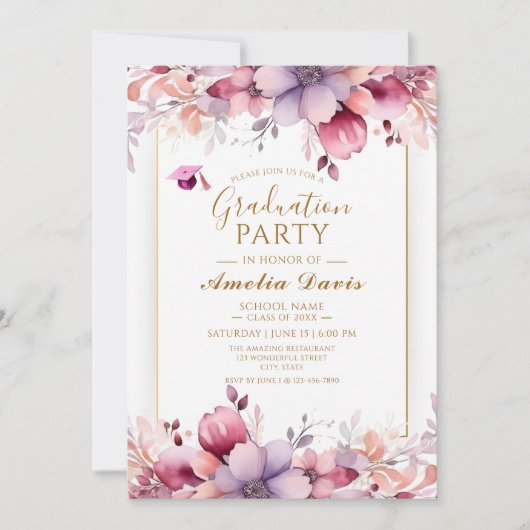 エレガントフローラ卒業党招待状 招待状 (正面)