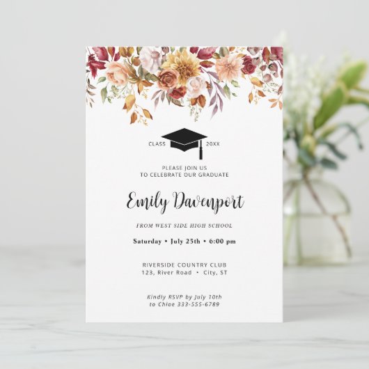 エレガントフローラ卒業写真の背面 招待状 (スタンド正面)