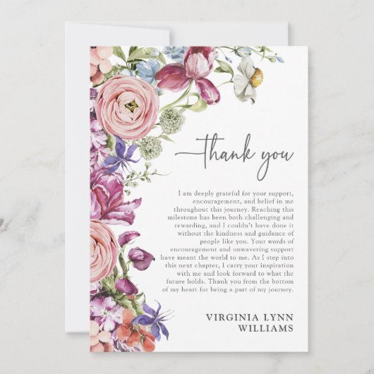 エレガントフローラ卒業写真サンキューカード サンキューカード (正面)