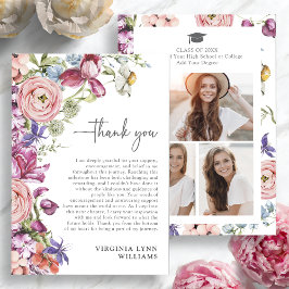 エレガントフローラ卒業写真サンキューカード サンキューカード