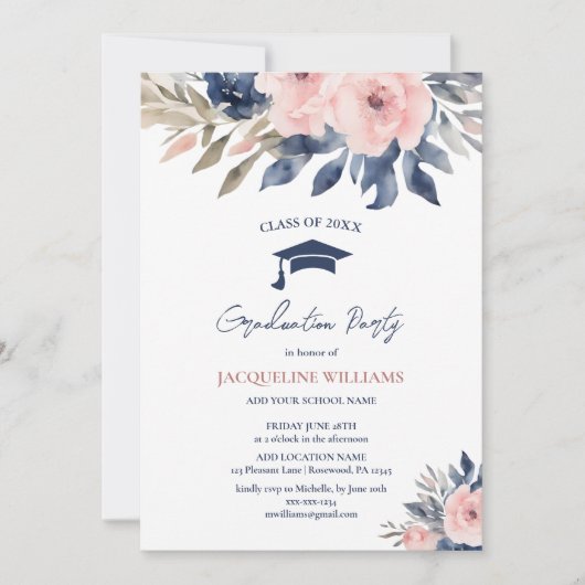 エレガントフローラ卒業2025 招待状 (正面)