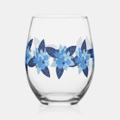 エレガントフローラ単色ブルーデザイン ステムなしワイングラス (左)
