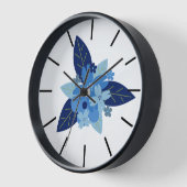 エレガントフローラ単色ブルーデザイン 壁時計 (傾斜)