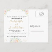 エレガントフローラ及び金ゴールド婚約葉書 インビテーションポストカード (裏面)