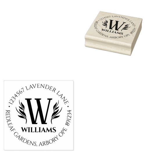 エレガントフローラ名字モノグラム差出人住所 ラバースタンプ (押印)