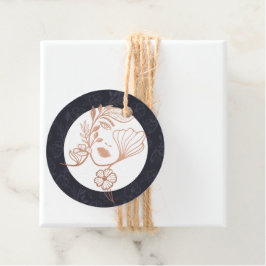 エレガントフローラ咲き美しい女性ロゴブラック フェイバータグ