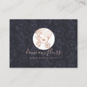 エレガントフローラ咲き美しい女性ロゴブラック ロイヤリティカード (正面)