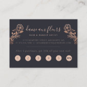 エレガントフローラ咲き美しい女性ロゴブラック ロイヤリティカード (裏面)