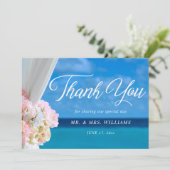 エレガントフローラ夏ビーチ結婚式サンキューカード サンキューカード (スタンド正面)