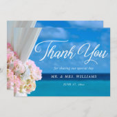 エレガントフローラ夏ビーチ結婚式サンキューカード サンキューカード (正面/裏面)