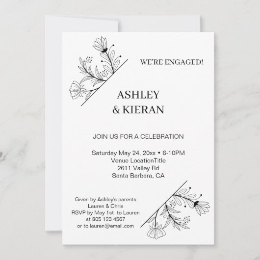 エレガントフローラ婚約パーティ 招待状 (正面)