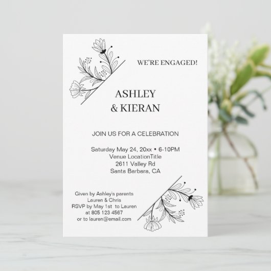 エレガントフローラ婚約パーティ 招待状 (スタンド正面)