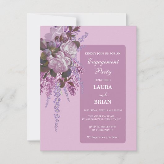 エレガントフローラ婚約パーティ 招待状 (正面)