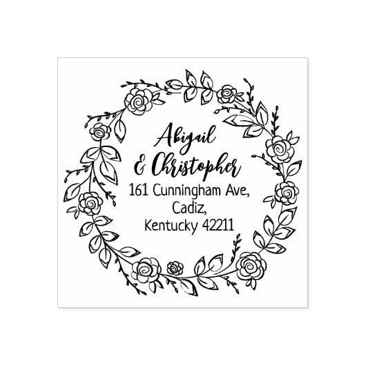 エレガントフローラ差出人住所対 ラバースタンプ (インプリント)