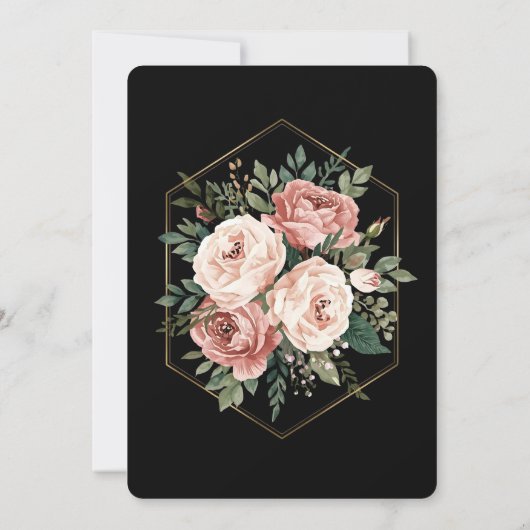 エレガントフローラ幾何学的結婚式招待状カード 招待状 (裏面)