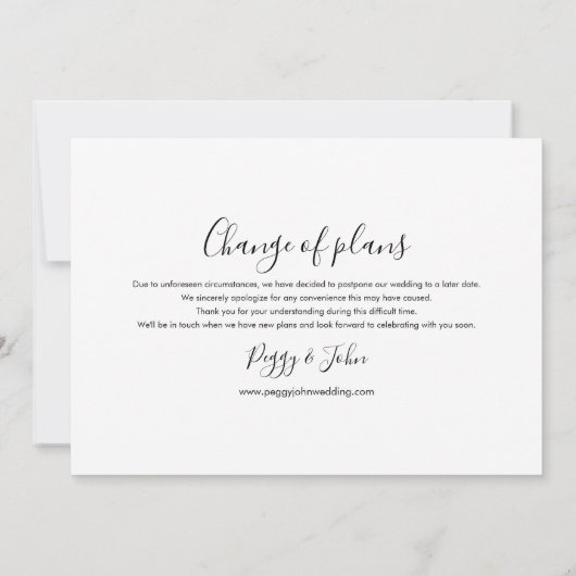 エレガントフローラ延期された写真の日付の変更 招待状 (裏面)