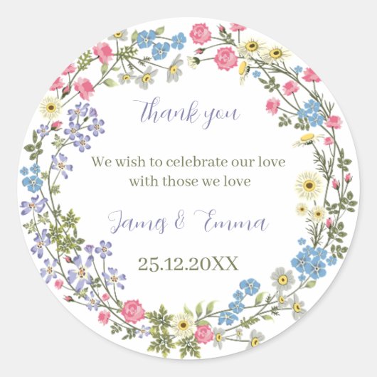 エレガントフローラ式結婚式 ラウンドシール (正面)
