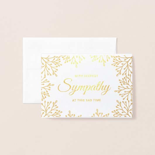 エレガントフローラ悔やみや弔慰 箔カード (封筒付き正面)