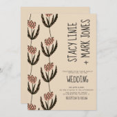 エレガントフローラ手ファンシー描き結婚スクリプト 招待状 (正面/裏面)