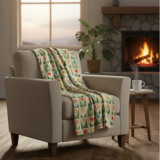 エレガントフローラ抽象芸術春 フリースブランケット