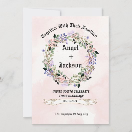 エレガントフローラ招待状 | カスタマイズ結婚可能なI 招待状 (正面)