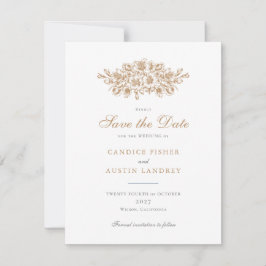 エレガントフローラ救ヴィンテージ結婚の日付 招待状