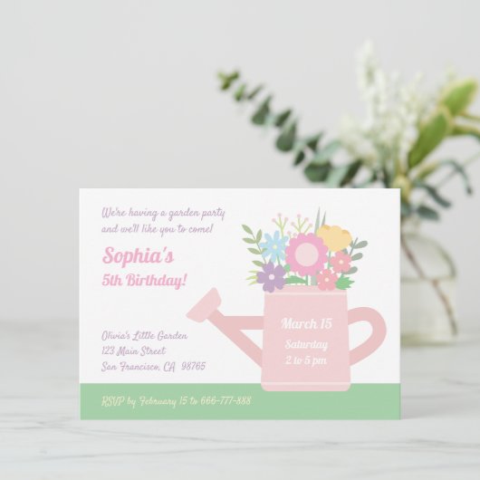 エレガントフローラ散水缶ガーデンバースデーパーティー 招待状 (スタンド正面)
