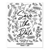 エレガントフローラ日付のカー結婚ドを保存 ラバースタンプ (インプリント)