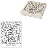 エレガントフローラ日付のカー結婚ドを保存 ラバースタンプ (押印)