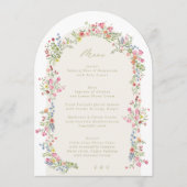 エレガントフローラ春5 x 7結婚のarchメニュー 招待状 (正面)