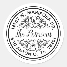 エレガントフローラ書道差出人住所ラベル ラウンドシール