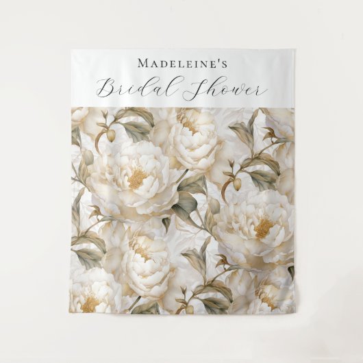 エレガントフローラ書道牡丹ブライダルシャワー タペストリー (正面)