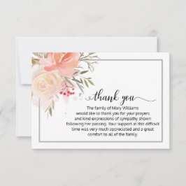エレガントフローラ書道葬式 サンキューカード