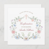 エレガントフローラ枠の確認用の正方形 招待状 (正面/裏面)