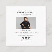 エレガントフローラ枠ピンク色ネイビーブルーイベントプランナー スクエア名刺 (裏面)