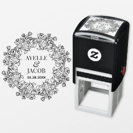 エレガントフローラ枠モノグラムゴム式スタンプ セルフインキングスタンプ