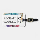 エレガントフローラ植物虹モノグラムの ラゲッジタグ (正面横)