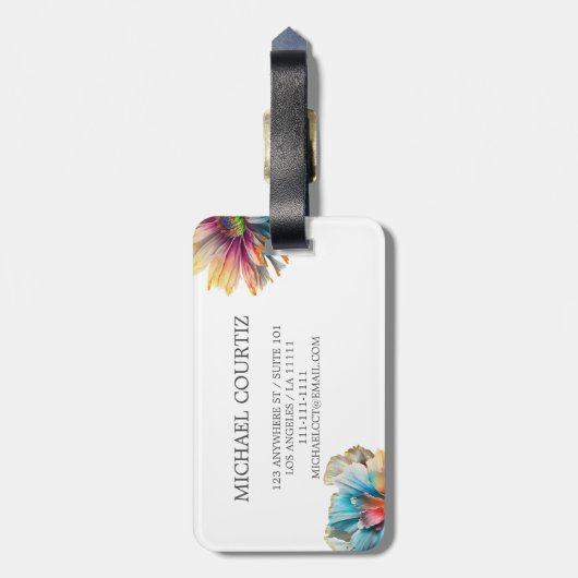 エレガントフローラ植物虹モノグラムの ラゲッジタグ (裏面縦)