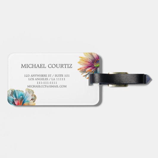 エレガントフローラ植物虹モノグラムの ラゲッジタグ (裏面横)