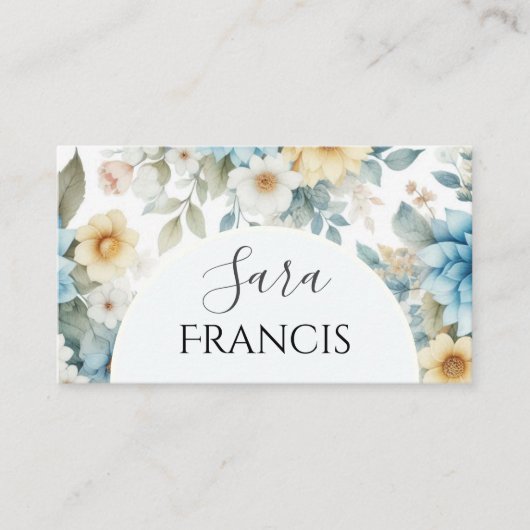 エレガントフローラ標準、3.5インチ×2.0インチビジネスカード 名刺 (正面)