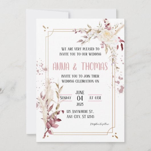 エレガントフローラ樹上結婚式招待状 招待状 (正面)