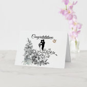 エレガントフローラ水の色おめ結婚めでとう 箔グリーティングカード (蘭)