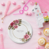 エレガントフローラ水の色の緑ファンシー結婚色 ペーパープレート (パーティー)