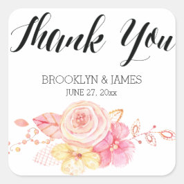 エレガントフローラ水カラー結婚式用シールスクエア スクエアシール