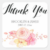 エレガントフローラ水カラー結婚式用シールスクエア スクエアシール (正面)