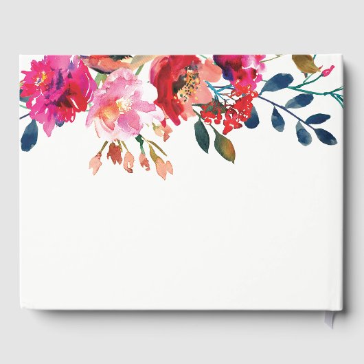 エレガントフローラ水スタイリッシュ色結婚金ゴールド ゲストブック (裏面)