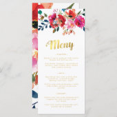 エレガントフローラ水彩スウェーデン結婚語のメニュー メニュー (正面/裏面)